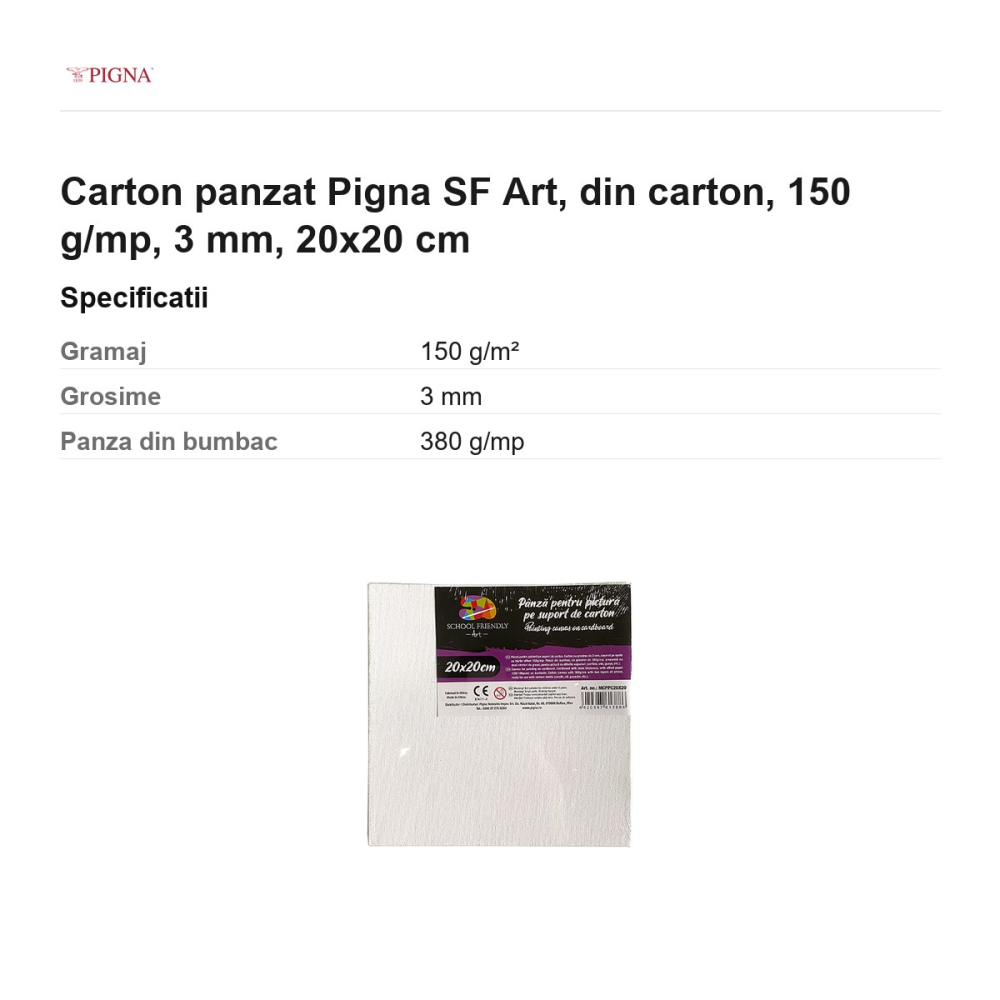 Carton panzat Pigna SF Art, 150 g/mp, 3 mm, 20x20 cm [3]