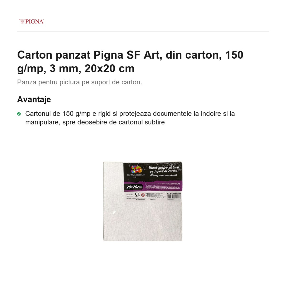 Carton panzat Pigna SF Art, 150 g/mp, 3 mm, 20x20 cm [2]