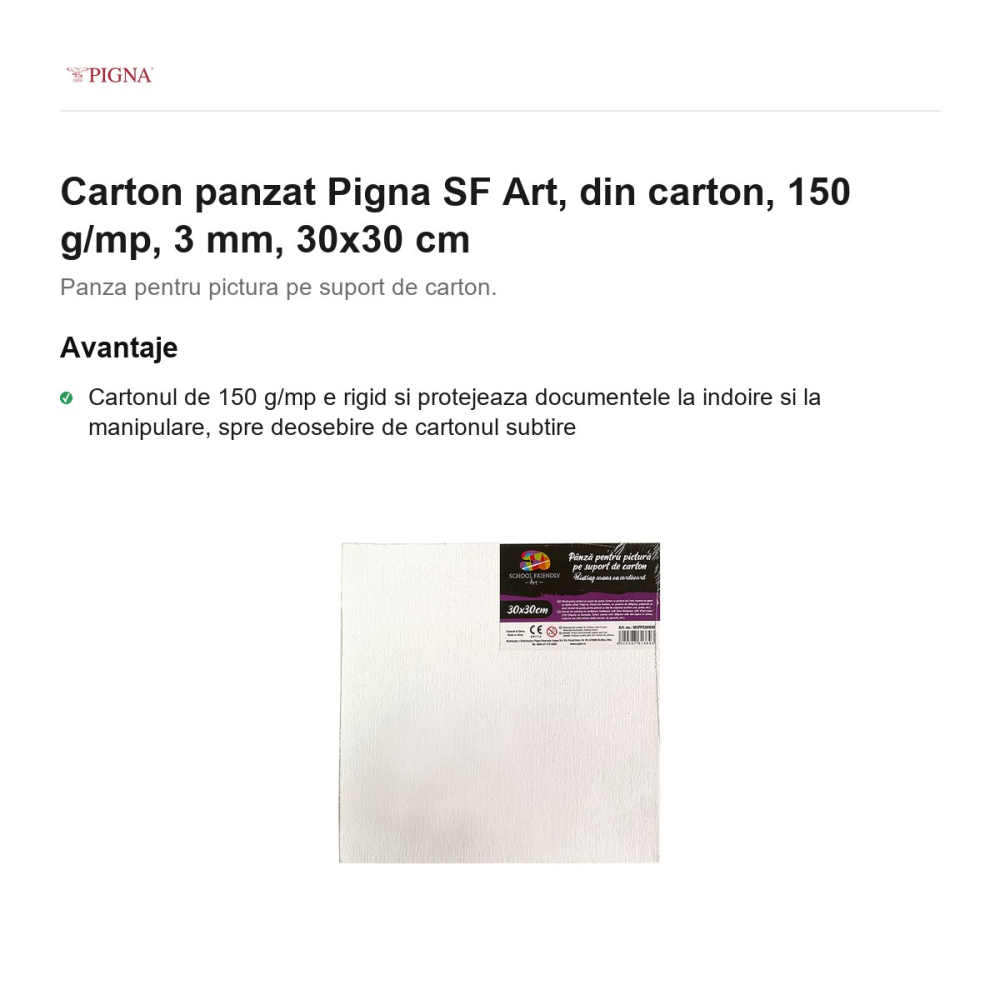 Carton panzat Pigna SF Art, 150 g/mp, 3 mm, 30x30 cm [2]