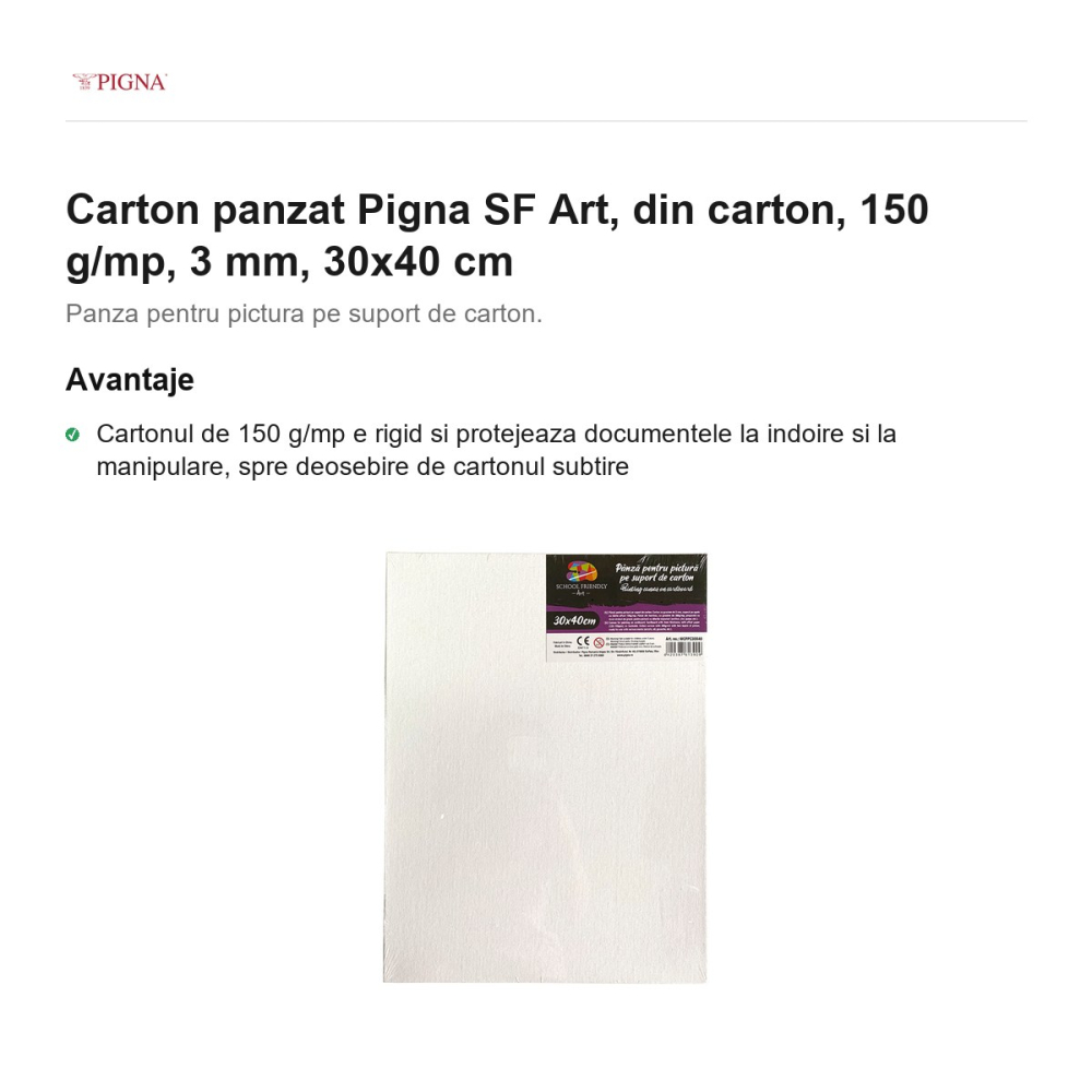 Carton panzat Pigna SF Art, 150 g/mp, 3 mm, 30x40 cm [2]