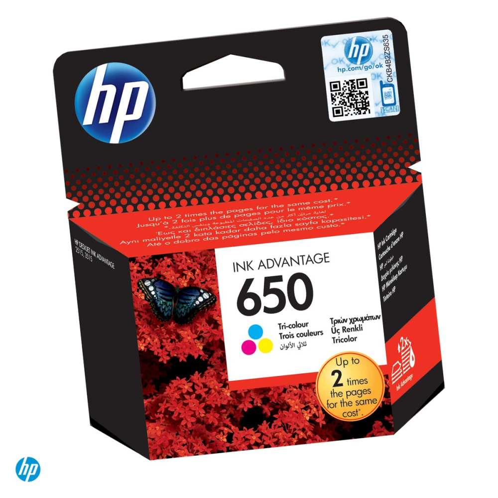Cartus cerneala HP 650 Ink Advantage, tricolor, randament aproximativ 200 de pagini, 5 ml, pentru HP Deskjet Ink Advantage 1016, 2515 si 4645, CZ102AE [1]