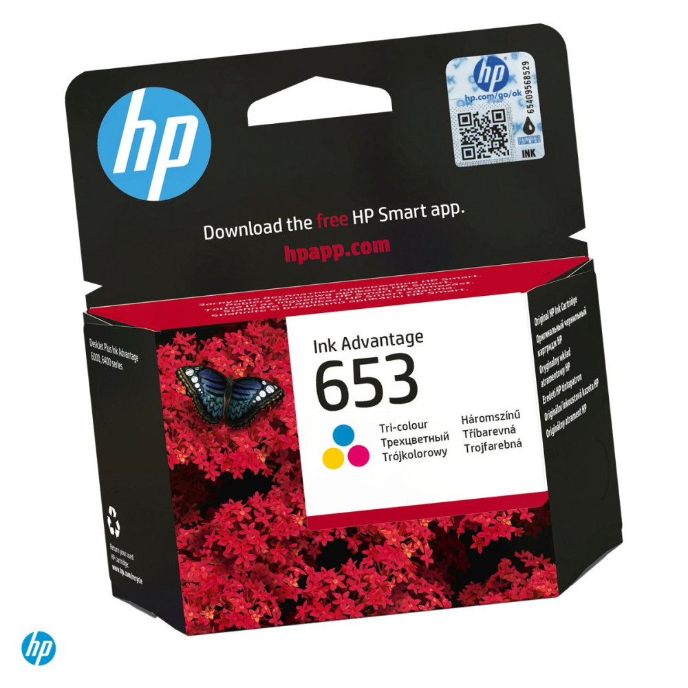 Cartus de cerneala HP 653 Ink Advantage, 5 ml, cerneala dye, randament 200 pagini, pentru HP DeskJet Ink Advantage, tricolor, 3YM74AE [1]