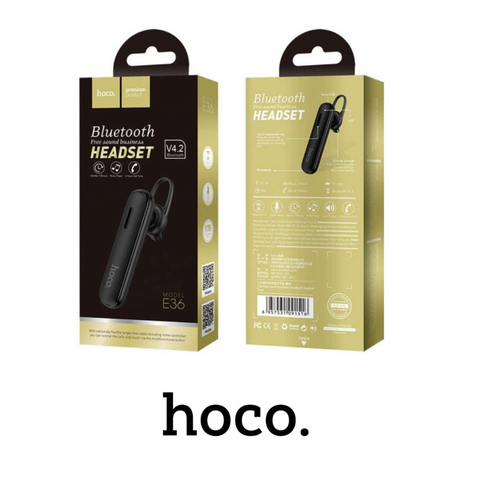 Casca Bluetooth HOCO Sound Business E36, SinglePoint, Negru [4]