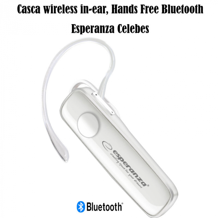 Casca wireless in-ear, Esperanza Celebes EH184W, Bluetooth v.4.2, Hands Free, conexiune multipoint, alba [5]
