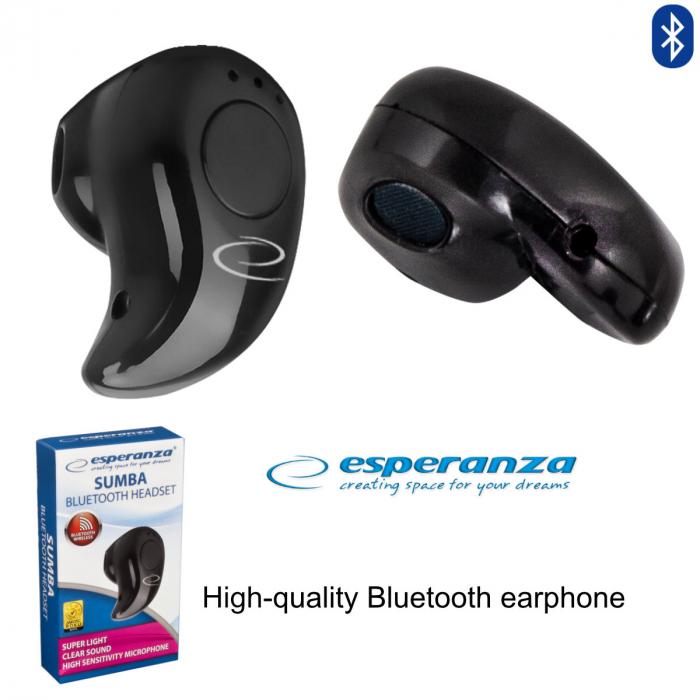 Casca wireless in-ear, Esperanza Sumba , Bluetooth v.4.2 Hands Free, conexiune multipoint, neagra [4]