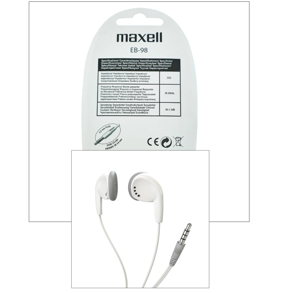 Casti audio semi-in-ear, Maxell Sound To The Max EB-98, cu jack 3.5mm, pentru utilizare zilnica, design confortabil, albe [3]