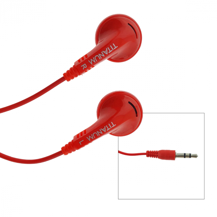 Casti audio stereo, in-ear, Titanum 91908, conector jack 3.5mm, cablu 115 cm, rosu [2]