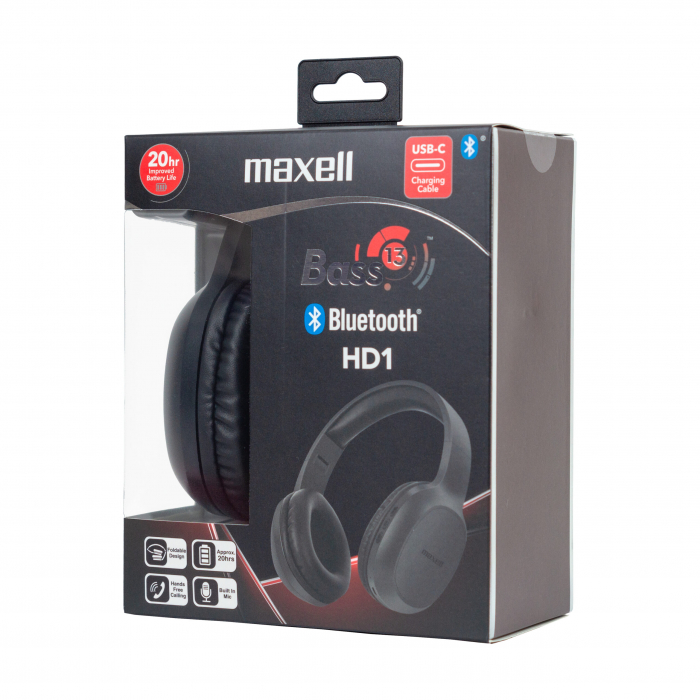 Casti Wireless Maxell B13-HD1 Bass 13 BT v.5.1, bass puternic, design pliabil, 20 ore autonomie, incarcare USB-C, microfon integrat, negre [3]