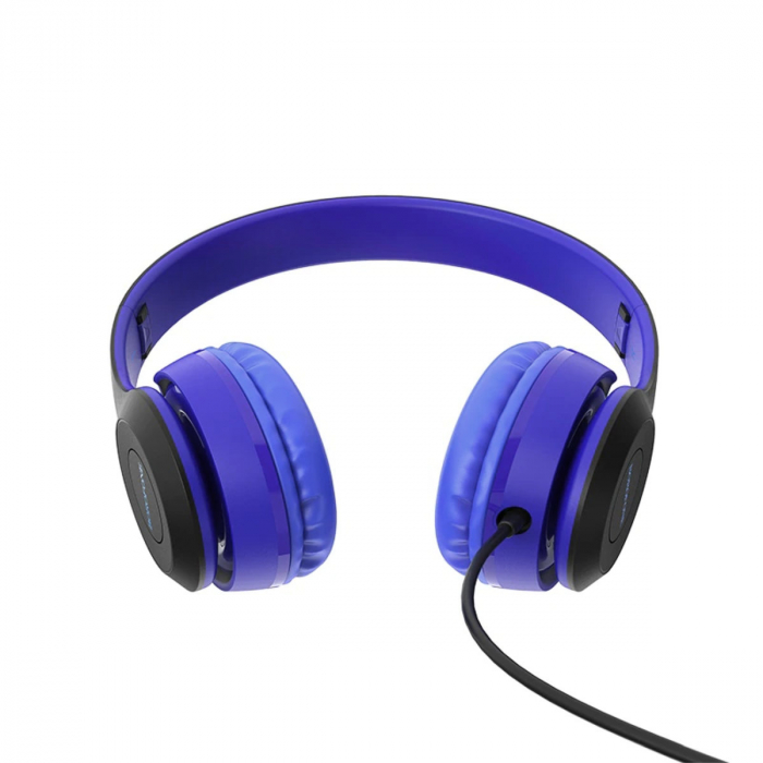 Casti Borofone Star B05 Blue-Black, On-Ear, cu microfon, conector jack 3.5mm, pentru smartphone, cablu 1.2 m, pliabile, albastre cu negru [2]