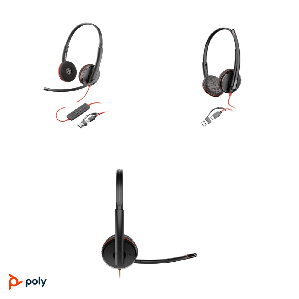 Casti cu fir HP Poly Blackwire 3225 Stereo, USB-C cu adaptor USB-A atasat si jack 3,5 mm, microfon cu anulare a zgomotului, husa de transport, negru, 8X229AA [4]