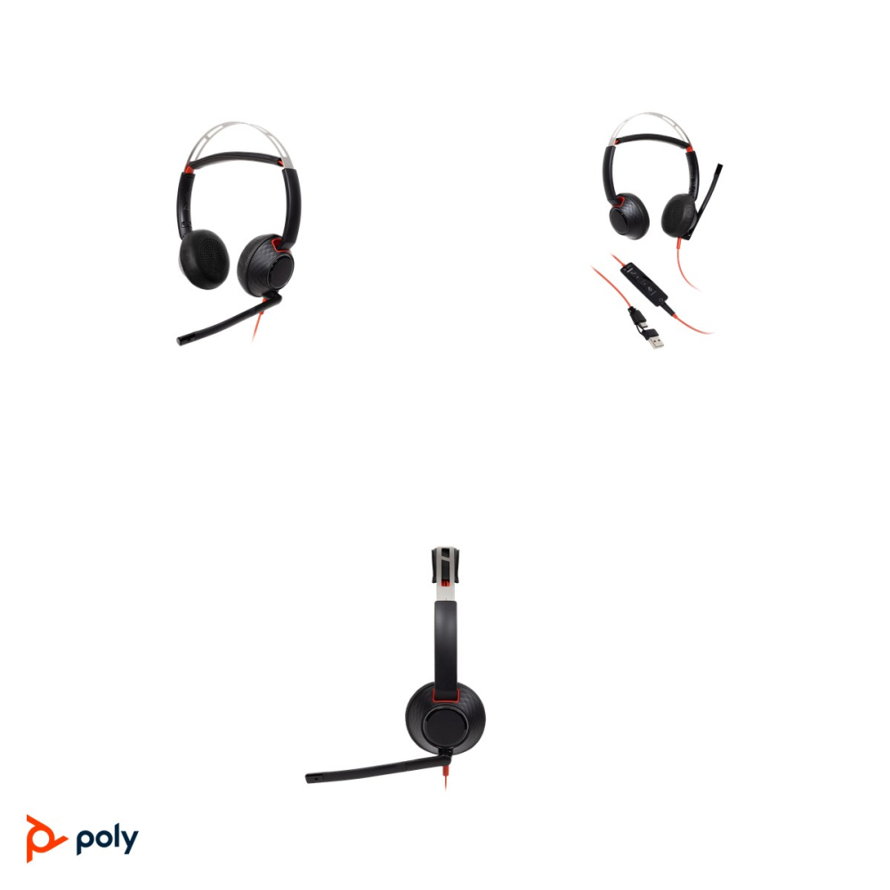 Casti cu fir HP Poly Blackwire 5220 Stereo, USB-C cu adaptor USB-A atasat si jack 3,5 mm, microfon cu anulare a zgomotului, pernite cu spuma cu memorie, negru, 8X231AA [4]