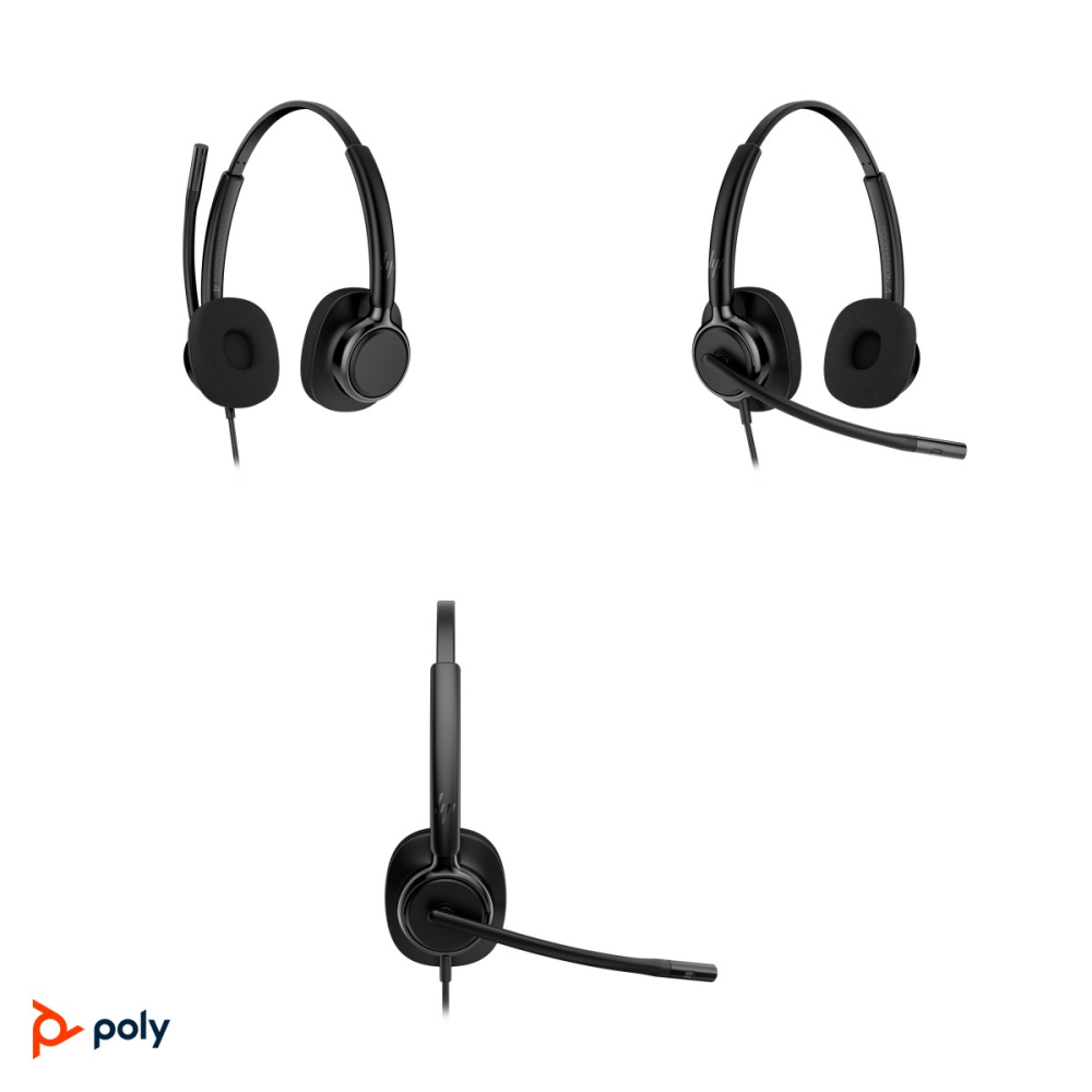 Casti cu fir HP Poly Mission 425 Stereo Classic, USB-C cu adaptor USB-A, microfon cu reducere AI a zgomotului, buton Microsoft Teams, SoundGuard Digital, negru, C01B3AA [4]