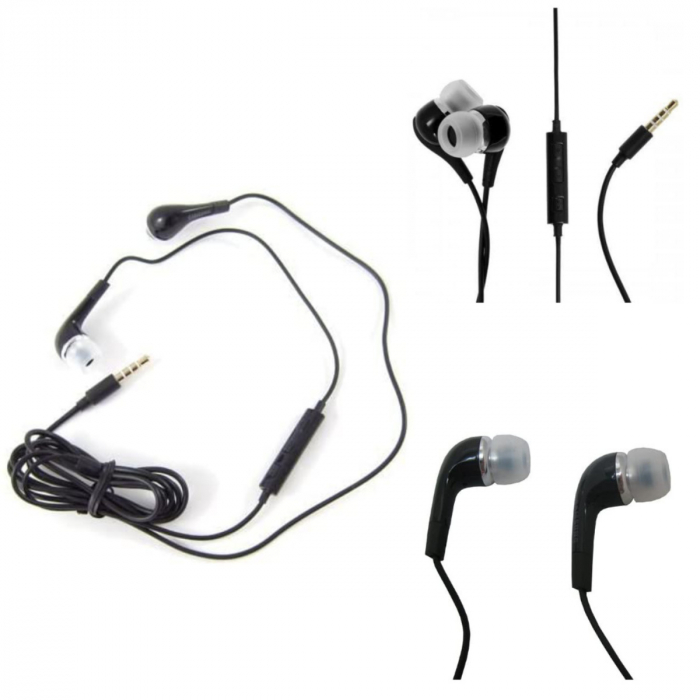 Casti cu microfon, compatibile cu Samsung, EHS64AVFBE i9300 Galaxy S3, control pe fir, cablu 115 cm, conector jack 3.5mm, negre [3]