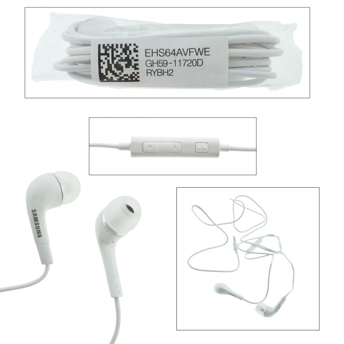 Casti cu microfon, pentru Samsung EHS64AVFWE i9300 GALAXY S3, control pe fir, cablu 110 cm, conector jack 3.5mm, albe [5]