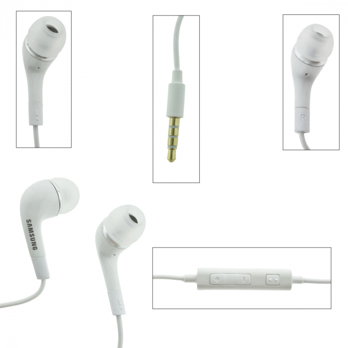 Casti cu microfon, pentru Samsung EHS64AVFWE i9300 GALAXY S3, control pe fir, cablu 110 cm, conector jack 3.5mm, albe [3]