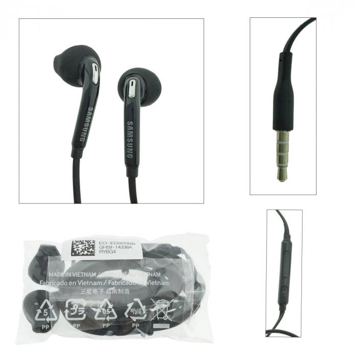 Casti cu microfon, pentru Samsung SAMSUNG EO-EG920BB G920 / 925 GALAXY S6, control pe fir, cablu 115 cm, conector jack 3.5mm, negre [4]