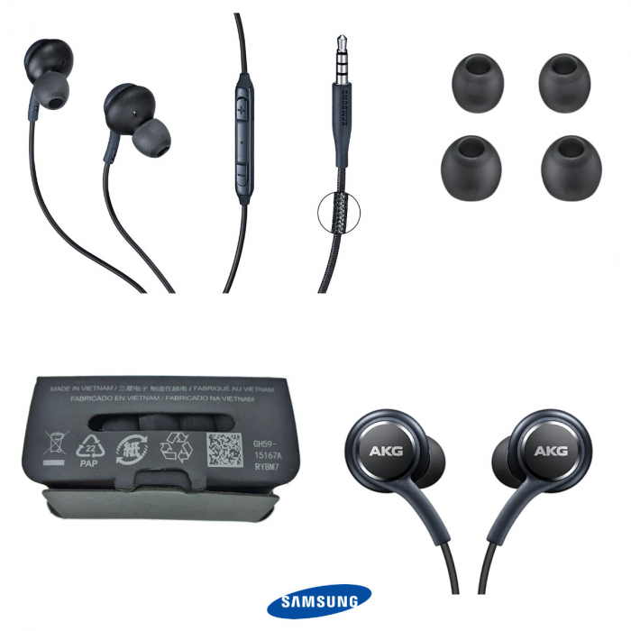 Casti cu microfon, Samsung AKG EO-IG955 GALAXY S10, control pe fir, cablu 115 cm, conector jack 3.5mm, negre [5]