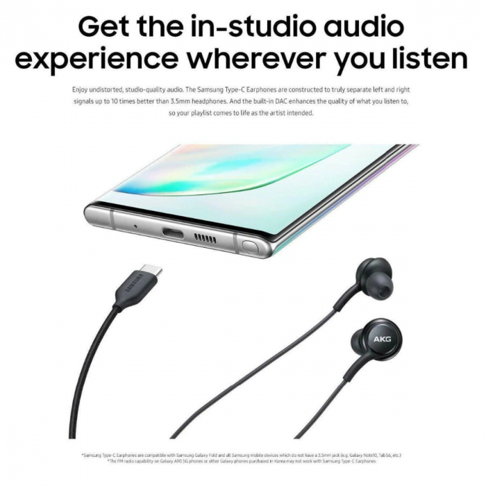 Casti cu microfon, AKG EO-IG955 GALAXY S10 plus, control pe fir, cablu 115 cm, conector USB Tip C, negru [5]