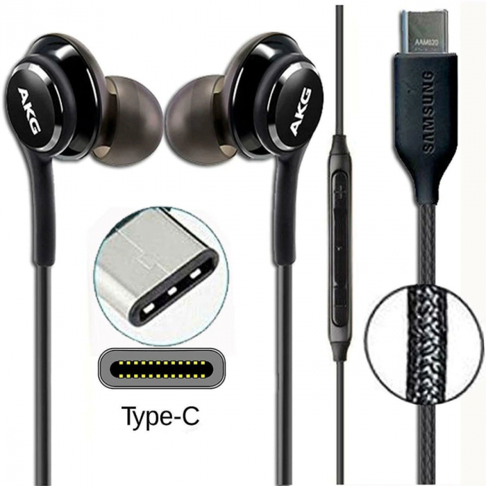 Casti cu microfon, AKG EO-IG955 GALAXY S10 plus, control pe fir, cablu 115 cm, conector USB Tip C, negru [2]