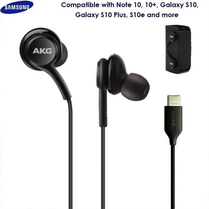 Casti cu microfon, AKG EO-IG955 GALAXY S10 plus, control pe fir, cablu 115 cm, conector USB Tip C, negru [3]