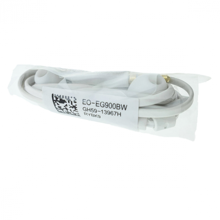 Casti cu microfon, Samsung EO-EG900BW G900F GALAXY S5, control pe fir, cablu 110 cm, conector jack 3.5mm, albe [5]
