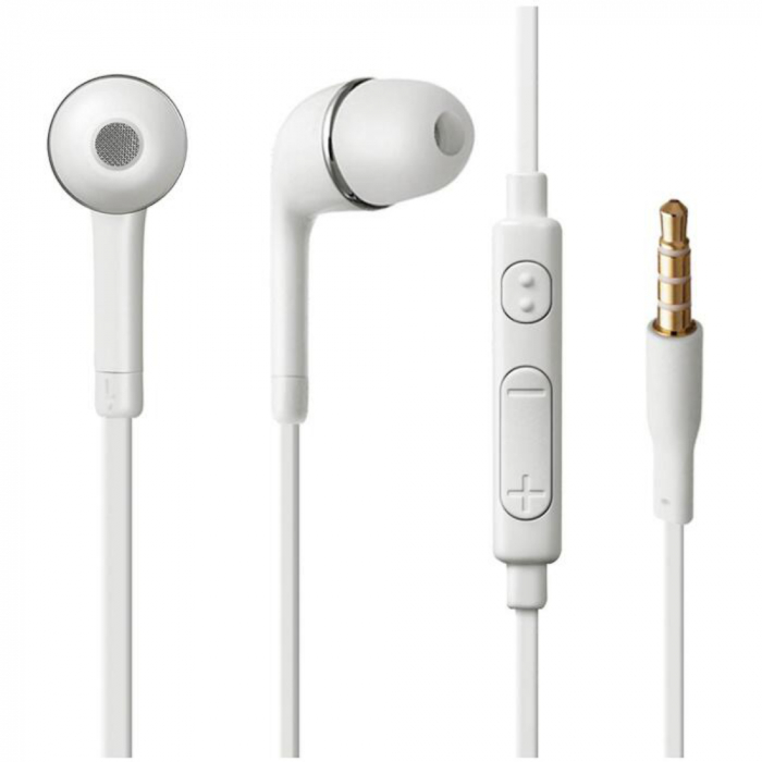 Casti cu microfon, Samsung EO-EG900BW G900F GALAXY S5, control pe fir, cablu 110 cm, conector jack 3.5mm, albe [1]