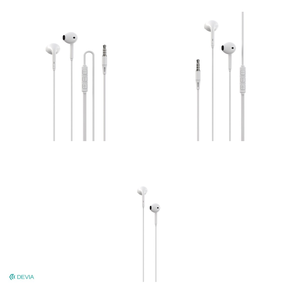 Casti Devia cu fir Kintone A3 jack 3,5 mm, USB-C, cablu 1.2m, Alb [4]