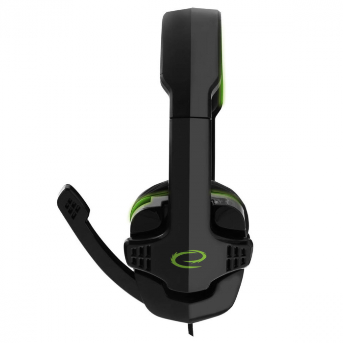 Casti gaming stereo cu microfon si control volum RAVEN Verde fir textil 2m 2 x jack 3.5mm [3]