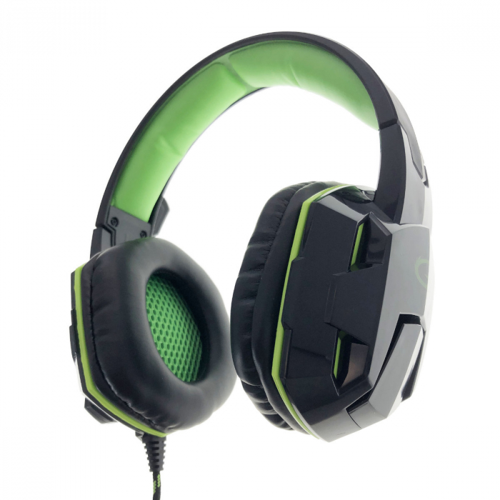 Casti gaming, Esperanza EGH380 VENOM, cu microfon, cablu 2 m, negru cu verde [5]