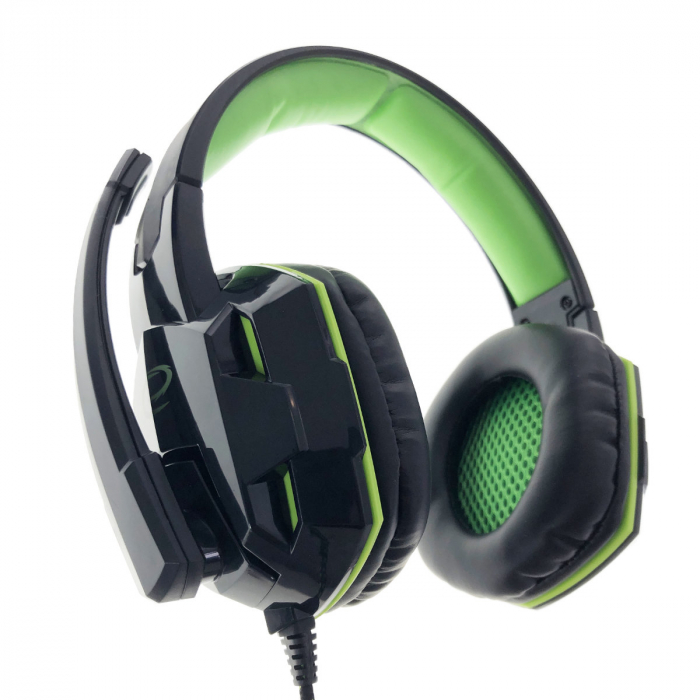 Casti gaming, Esperanza EGH380 VENOM, cu microfon, cablu 2 m, negru cu verde [2]