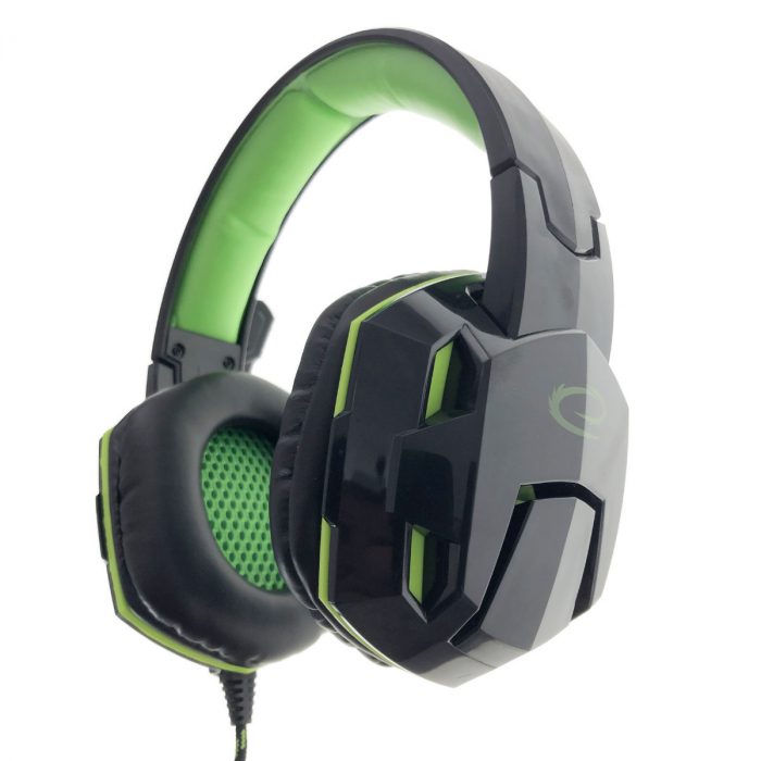 Casti gaming, Esperanza EGH380 VENOM, cu microfon, cablu 2 m, negru cu verde [6]