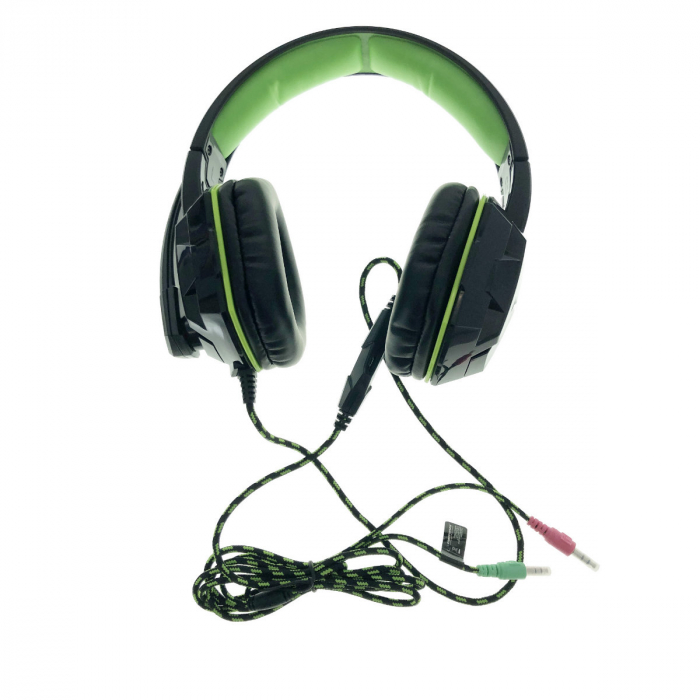 Casti gaming, Esperanza EGH380 VENOM, cu microfon, cablu 2 m, negru cu verde [3]