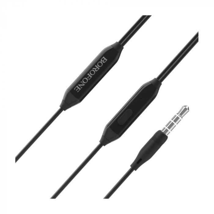 Casti in-ear cu microfon, Borofone Melody BM20-B, control pe fir, conector tip Jack 3.5 mm, lungime cablu 120 cm, negre [3]