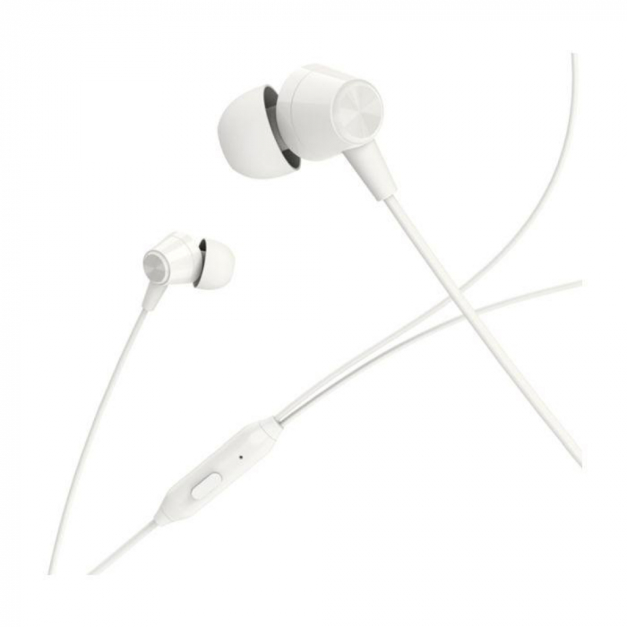 Casti in-ear cu microfon, Borofone Melody BM20, conector tip Jack 3.5 mm, control pe fir, lungime cablu 120 cm, albe [2]