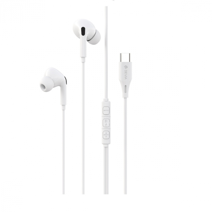 Casti in-ear cu microfon, cablu 120cm si conector USB Tip C, Kintone A2 Digital, control pe fir, decodare digitala, pentru smartphone, albe [4]