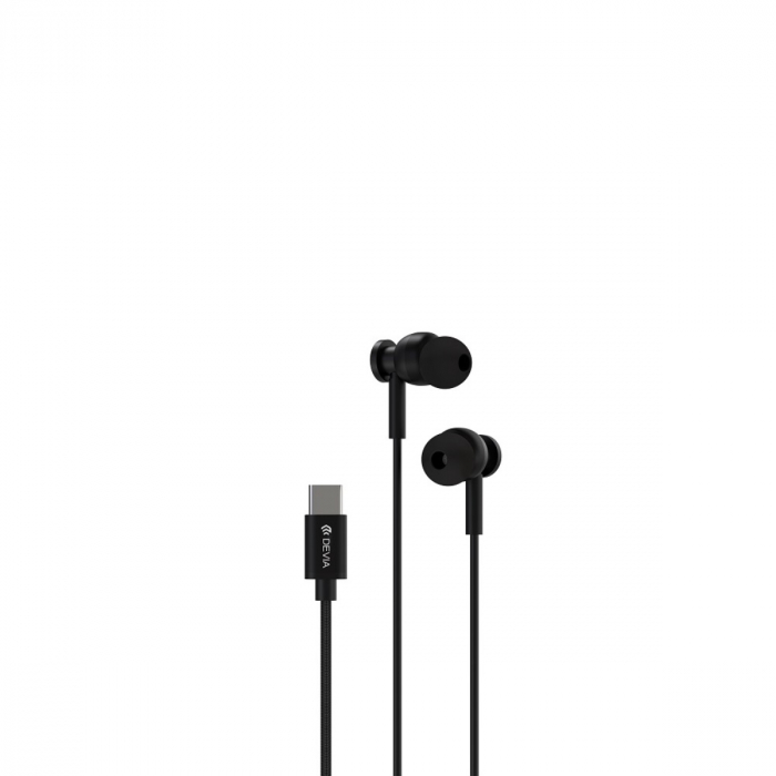 Casti in-ear cu microfon, cablu 120cm si conector USB Tip C, Smart M1 Metal, control pe fir, decodare digitala, pentru smartphone, negre [2]