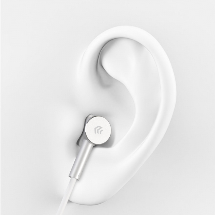 Casti in-ear cu microfon, cablu 120cm si conector USB Tip C, Smart M1 Metal Silver, control pe fir, decodare digitala, pentru smartphone, argintii [3]