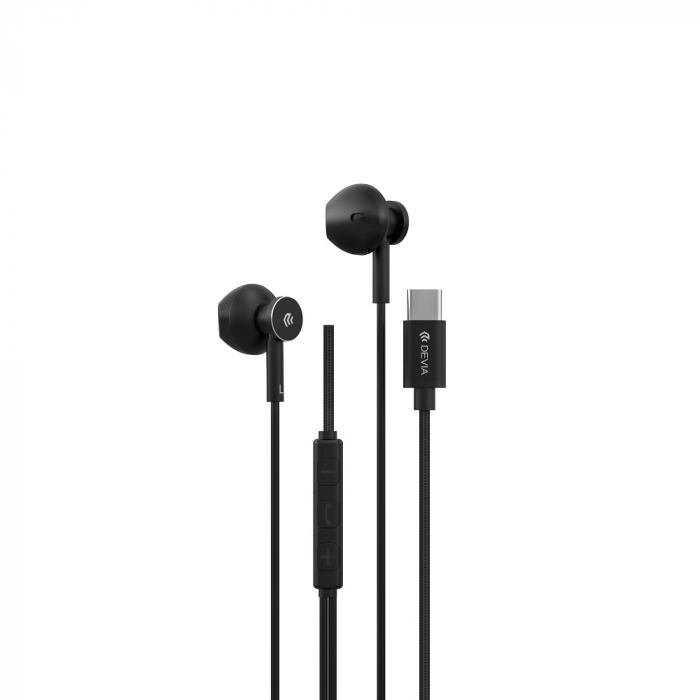 Casti in-ear cu microfon, cablu 120cm si conector USB Tip C, Smart M2 Digital Metal, control pe fir, decodare digitala, pentru smartphone, negre [1]