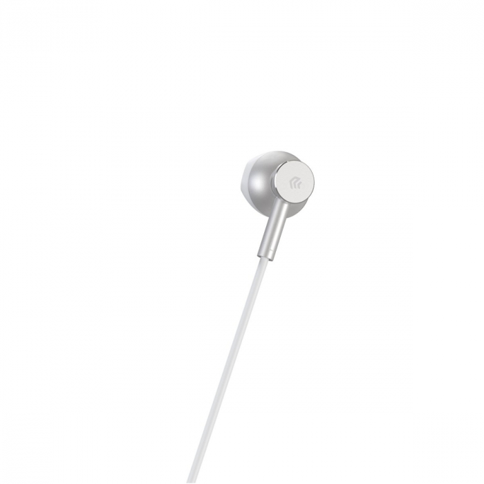 Casti in-ear cu microfon, cablu 120cm si conector USB Tip C, Smart M2 Digital Metal Silver, control pe fir, decodare digitala, pentru smartphone, argintii [3]