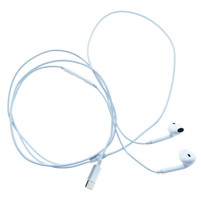 Casti in-ear cu microfon, Fiesta FISEMW10, conector USB Tip C, control pe fir, lungime cablu 120 cm, albe [5]