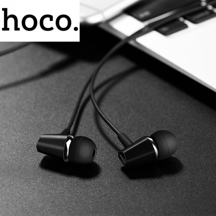 Casti in-ear cu microfon, HOCO Honor M34, conector tip Jack 3.5 mm, control pe fir, lungime cablu 120 cm, negre [6]