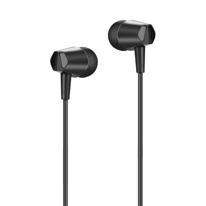 Casti in-ear cu microfon, HOCO Honor M34, conector tip Jack 3.5 mm, control pe fir, lungime cablu 120 cm, negre [3]