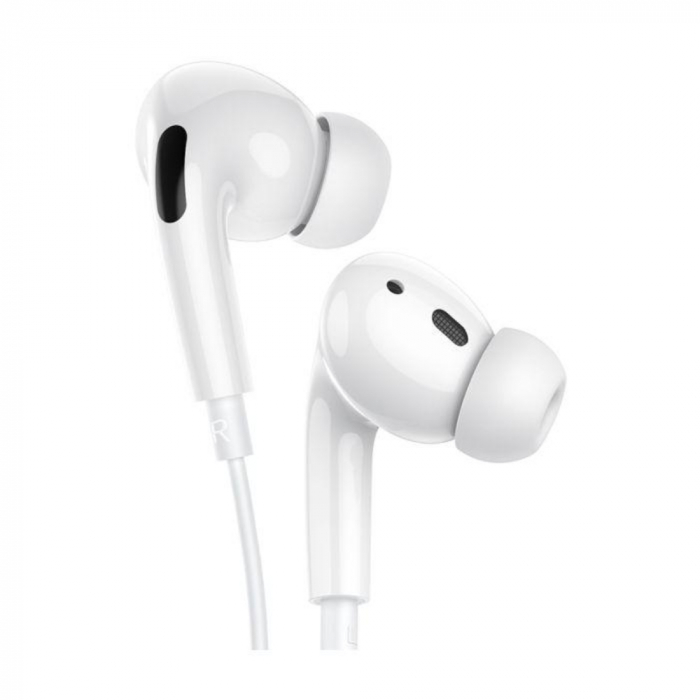 Casti in-ear cu microfon, HOCO M1 PRO, pentru smartphone, conector USB Tip C, control pe fir, cablu 115 cm, Alb [2]