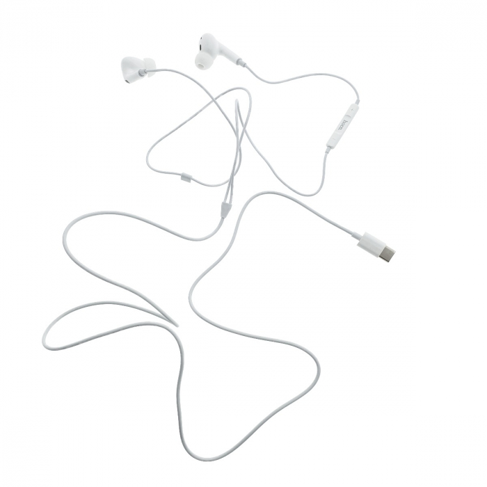 Casti in-ear cu microfon, HOCO M1 PRO, pentru smartphone, conector USB Tip C, control pe fir, cablu 115 cm, Alb [3]