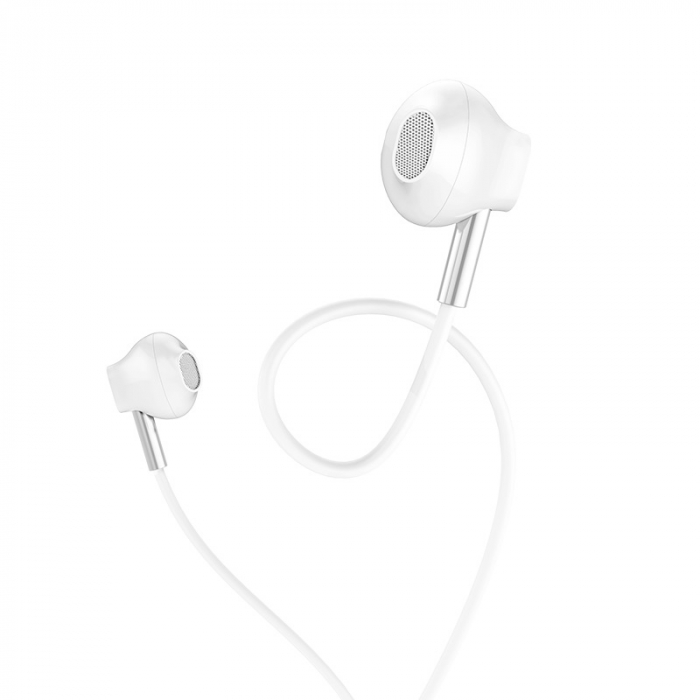 Casti in-ear cu microfon, pentru smartphone, HOCO Sky Sound M57, conector jack 3.5mm 4 pini, cablu 115 cm, Alb [2]