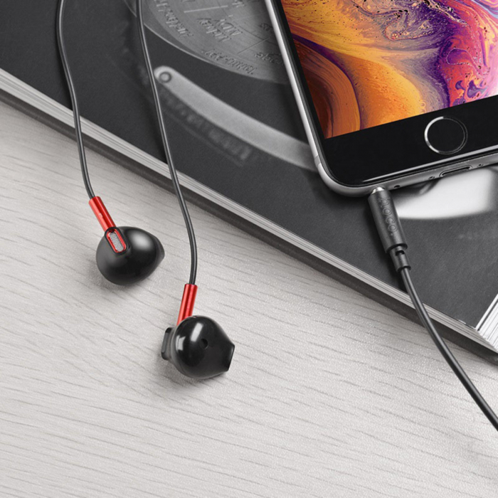 Casti In-Ear HOCO M57 Sky Sound, Cu microfon, 3.5 mm, Negru Rosu [3]