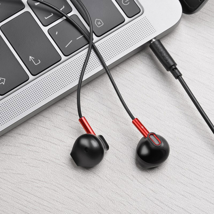 Casti In-Ear HOCO M57 Sky Sound, Cu microfon, 3.5 mm, Negru Rosu [6]