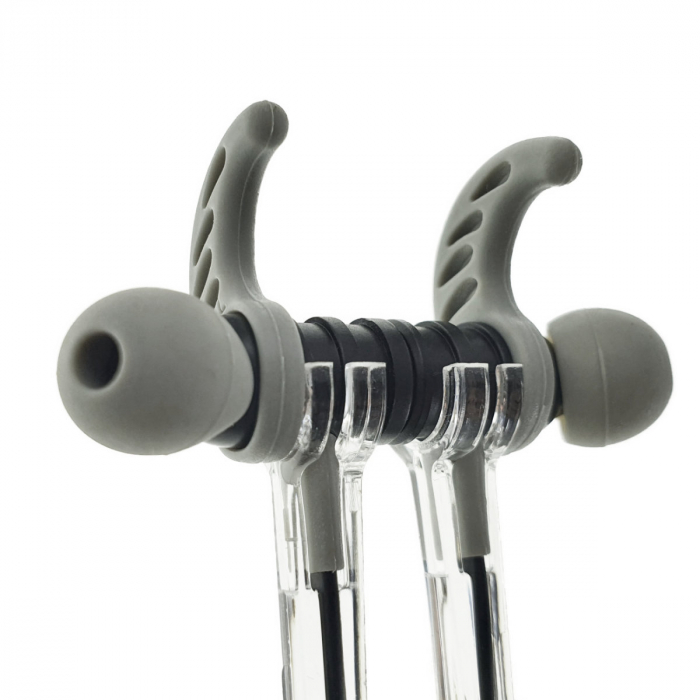 Casti in ear cu microfon, Maxell Magneto, design wing tip cu baza magnetica, jack 3.5mm, cablu plat 125cm, cu suport, negru cu gri [6]