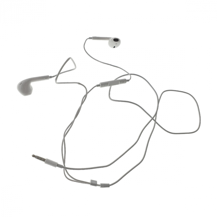 Casti in-ear , cu microfon, pentru telefon, hands-free, control volum pe fir, conector stereo jack 3.5mm, cablu 95cm, albe [3]