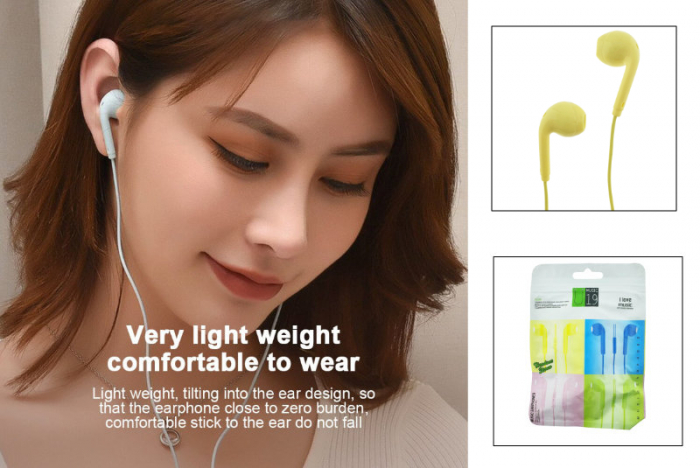 Casti in-ear cu microfon, U19-Y, conector jack 3.5mm, control pe fir, lungime cablu 100 cm, galbene [8]